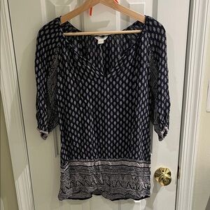 Monsoon Navy and White Patterned Blouse